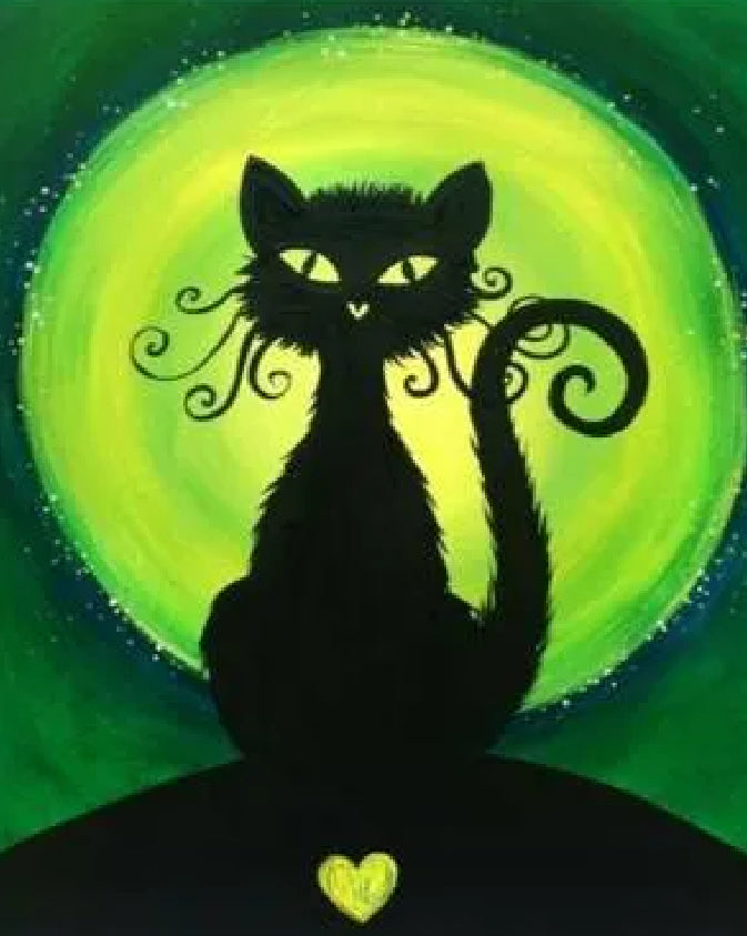 Moon Cat | Painting on Canvas - Glowing in Dark Paint  | Sep 17th 2024 at 5-7pm | hands-on class